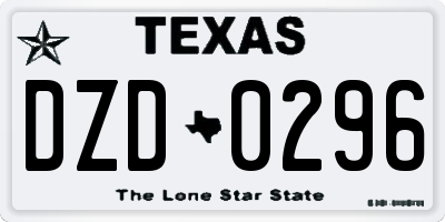 TX license plate DZD0296
