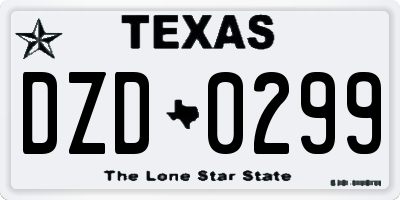 TX license plate DZD0299