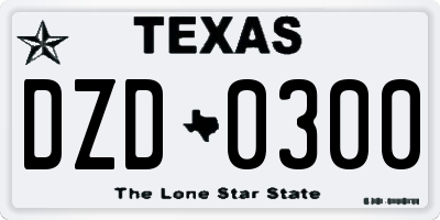 TX license plate DZD0300