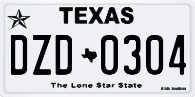 TX license plate DZD0304