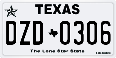 TX license plate DZD0306