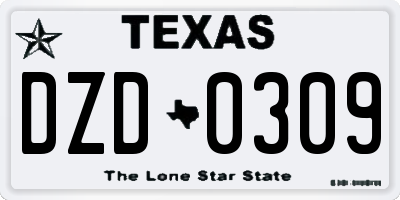 TX license plate DZD0309