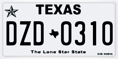 TX license plate DZD0310