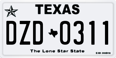 TX license plate DZD0311
