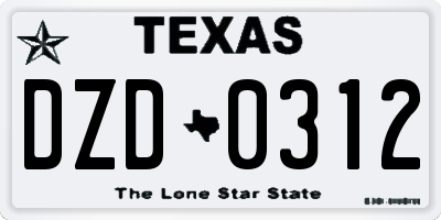 TX license plate DZD0312