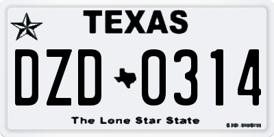 TX license plate DZD0314