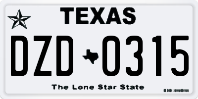 TX license plate DZD0315