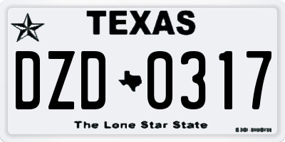 TX license plate DZD0317