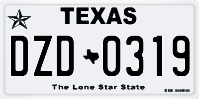 TX license plate DZD0319