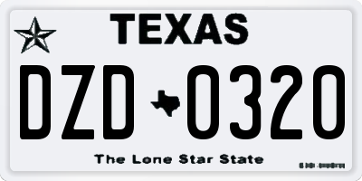 TX license plate DZD0320