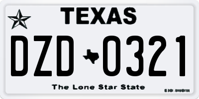 TX license plate DZD0321