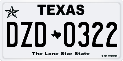 TX license plate DZD0322