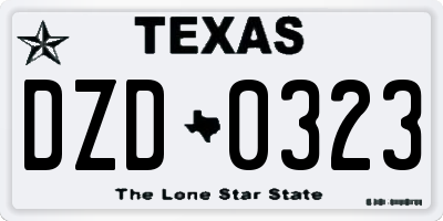 TX license plate DZD0323