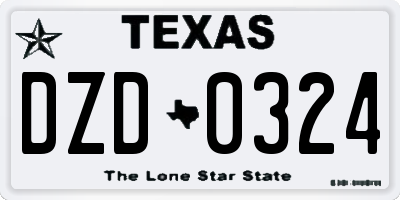 TX license plate DZD0324