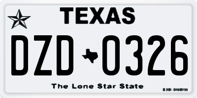 TX license plate DZD0326