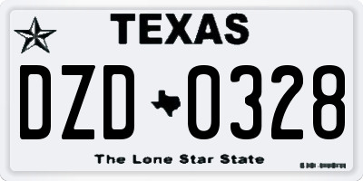 TX license plate DZD0328
