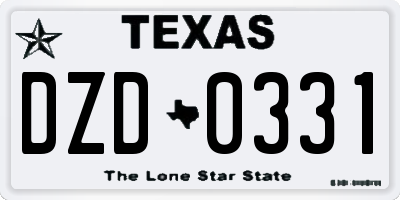 TX license plate DZD0331