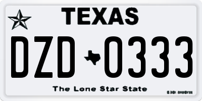 TX license plate DZD0333