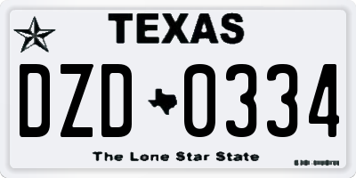TX license plate DZD0334
