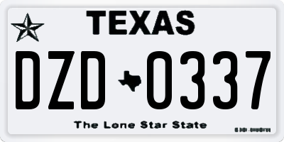 TX license plate DZD0337