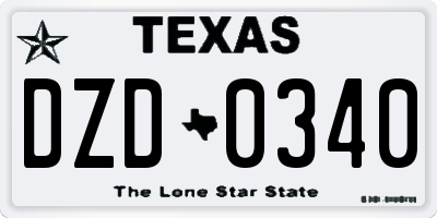 TX license plate DZD0340