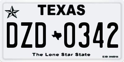 TX license plate DZD0342