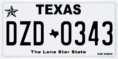 TX license plate DZD0343