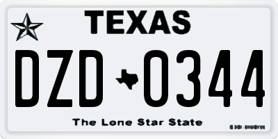TX license plate DZD0344