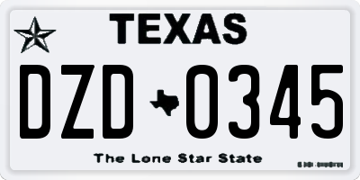 TX license plate DZD0345
