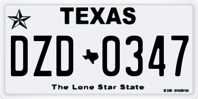 TX license plate DZD0347