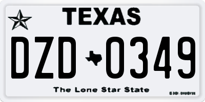 TX license plate DZD0349