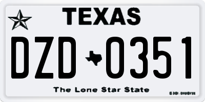 TX license plate DZD0351