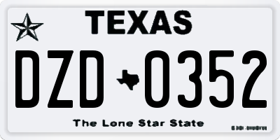 TX license plate DZD0352
