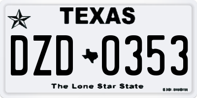 TX license plate DZD0353