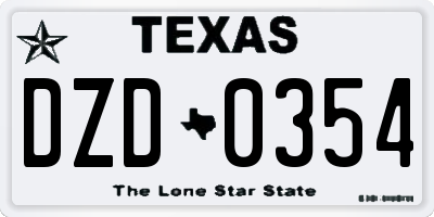 TX license plate DZD0354