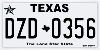 TX license plate DZD0356