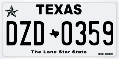 TX license plate DZD0359