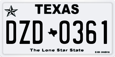 TX license plate DZD0361