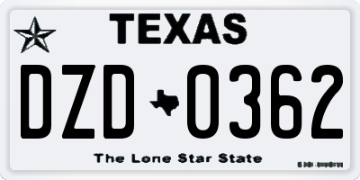 TX license plate DZD0362