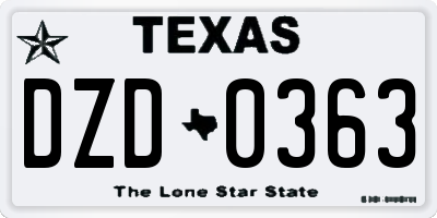 TX license plate DZD0363
