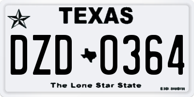 TX license plate DZD0364