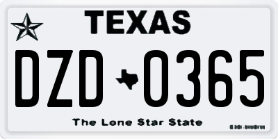 TX license plate DZD0365