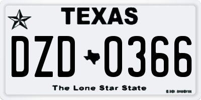 TX license plate DZD0366