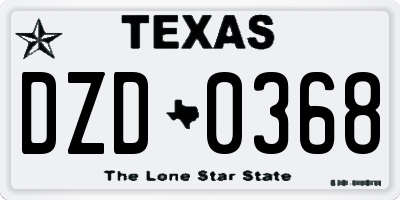 TX license plate DZD0368