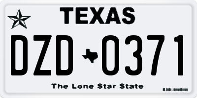 TX license plate DZD0371