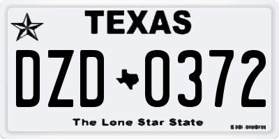 TX license plate DZD0372