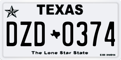 TX license plate DZD0374