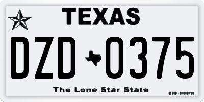 TX license plate DZD0375