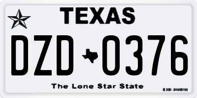 TX license plate DZD0376