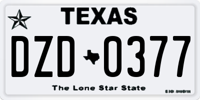 TX license plate DZD0377